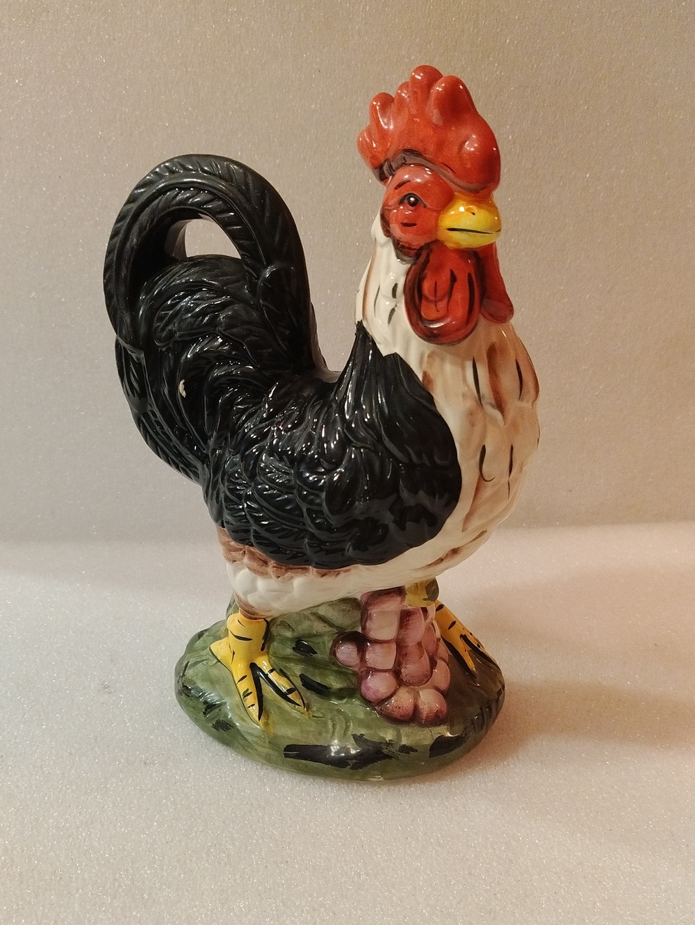 Vintage hand-painted ceramic rooster figurine,